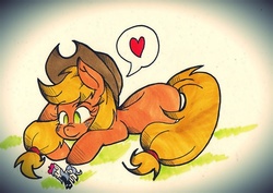 Size: 500x353 | Tagged: artist needed, safe, applejack, rarity, g4, asklyingapplejack, doll, female, heart, lesbian, ship:rarijack, shipping