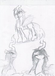 Size: 850x1170 | Tagged: dead source, safe, artist:digitaldomain123, queen chrysalis, changeling, changeling queen, g4, female, traditional art
