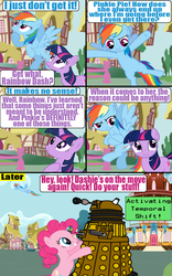 Size: 720x1152 | Tagged: safe, artist:death-driver-5000, pinkie pie, rainbow dash, twilight sparkle, g4, dalek, doctor who