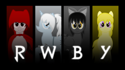 Size: 1920x1080 | Tagged: safe, black, blake belladonna, gambol shroud, monty oum, myrtenaster, ponified, red, rooster teeth, ruby rose, rwby, weiss schnee, white, yang xiao long, yellow