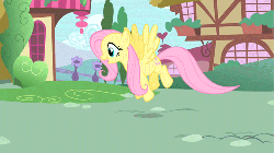Size: 500x281 | Tagged: safe, screencap, fluttershy, g4, season 1, stare master, animated, female, flying, solo