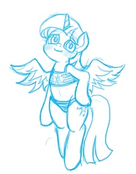 Size: 700x896 | Tagged: safe, artist:mrs1989, twilight sparkle, alicorn, pony, g4, belly button, bikini, bipedal, clothes, female, lineart, mare, midriff, sketch, solo, spread wings, swimsuit, twilight sparkle (alicorn), wings
