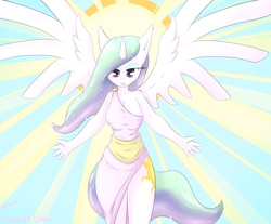 Size: 1280x1061 | Tagged: safe, artist:tesslashy, princess celestia, anthro, g4, female, solo