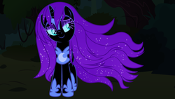 Size: 1191x670 | Tagged: safe, artist:beavernator, nightmare moon, g4, bedroom eyes, female, solo, young