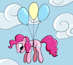 Size: 1800x1600 | Tagged: safe, artist:whatsapokemon, pinkie pie, g4, balloon, female, solo, then watch her balloons lift her up to the sky