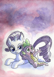 Size: 1024x1469 | Tagged: safe, artist:adamis, rarity, spike, g4, female, male, ship:sparity, shipping, straight