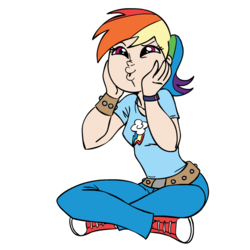 Size: 945x945 | Tagged: safe, artist:megasweet, rainbow dash, human, g4, :3, colored, dashface, humanized, so awesome