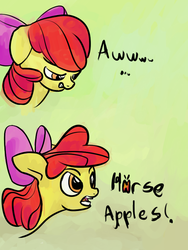 Size: 600x800 | Tagged: safe, artist:danielpon, apple bloom, earth pony, pony, g4, female, filly, foal, solo, text