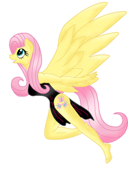 Size: 1024x1371 | Tagged: dead source, safe, artist:goldwing93, fluttershy, anthro, plantigrade anthro, g4, barefoot, clothes, dress, feet, female, flying, open mouth, simple background, smiling, solo, spread wings, white background