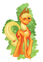 Size: 1536x2196 | Tagged: safe, artist:rariedash, applejack, g4, crossed hooves, female, solo, wink