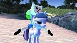 Size: 1280x720 | Tagged: safe, twilight sparkle, alicorn, human, pony, unicorn, g4, 3d, adventure time, crossover, female, finn the human, gmod, humans riding ponies, male, mare, riding, twilight sparkle (alicorn)