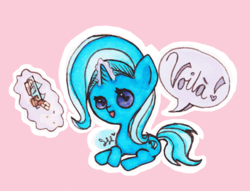 Size: 415x317 | Tagged: safe, artist:thedoodledork, trixie, pony, unicorn, g4, female, mare, peanut butter crackers, solo