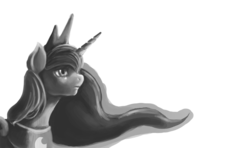 Size: 1200x710 | Tagged: safe, artist:mrs1989, princess luna, g4, female, monochrome, solo