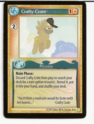 Size: 487x640 | Tagged: safe, enterplay, crafty crate, pegasus, pony, g4, gencon, my little pony collectible card game, ccg, flying, male, merchandise, stallion