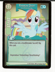 Size: 487x640 | Tagged: safe, enterplay, rainbow dash, pegasus, pony, g4, gencon, my little pony collectible card game, premiere, ccg, female, mare, merchandise, solo, trading card