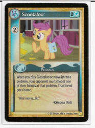 Size: 477x640 | Tagged: safe, enterplay, scootaloo, sweetie belle, g4, gencon, my little pony collectible card game, ccg, merchandise