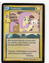 Size: 492x640 | Tagged: safe, enterplay, angel bunny, fluttershy, g4, gencon, my little pony collectible card game, ccg, merchandise