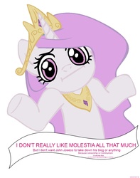 Size: 945x1200 | Tagged: safe, princess celestia, princess molestia, g4, bust, down with molestia, drama, shrug, shrugpony, simple background, solo, white background