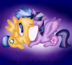 Size: 656x592 | Tagged: safe, artist:leemiku, flash sentry, twilight sparkle, g4, female, kissing, male, ship:flashlight, straight