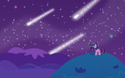 Size: 6000x3767 | Tagged: safe, artist:masem, twilight sparkle, pony, unicorn, g4, female, mare, meteor shower, solo, stars, telescope, unicorn twilight, vector