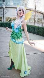 Size: 548x960 | Tagged: safe, artist:lisa-lou-who, artist:ponymonster, fluttershy, human, g4, clothes, cosplay, dress, gala dress, irl, irl human, katsucon, photo, solo
