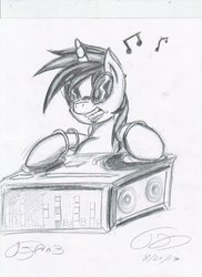 Size: 850x1170 | Tagged: safe, artist:digitaldomain123, dj pon-3, vinyl scratch, g4, female, solo, traditional art