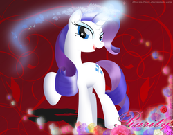 Size: 2900x2261 | Tagged: safe, artist:bludraconoid, rarity, pony, unicorn, g4, female, flower, magic, solo