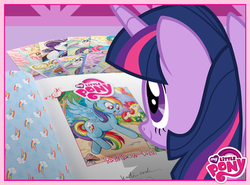 Size: 850x628 | Tagged: safe, idw, apple bloom, fluttershy, princess celestia, rainbow dash, rarity, twilight sparkle, g4, official, comic, cover, my little pony logo