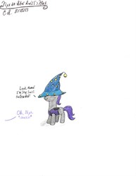 Size: 1687x2187 | Tagged: safe, artist:caelusstorm, star swirl the bearded, oc, oc only, oc:nyx, g4, hat, solo, traditional art