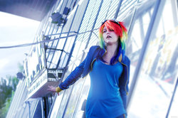 Size: 900x598 | Tagged: safe, artist:maltexbaby, rainbow dash, human, g4, cosplay, irl, irl human, photo, solo