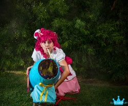 Size: 5897x4912 | Tagged: safe, artist:maxpowercosplay, artist:rmtakesover, pinkie pie, human, g4, absurd resolution, cosplay, irl, irl human, partillery, party cannon, photo, solo
