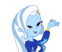 Size: 522x441 | Tagged: safe, trixie, equestria girls, g4, my little pony equestria girls, cell medal, exploitable meme, female, kamen rider, kamen rider birth, kamen rider ooo, look what trixie found, meme, solo