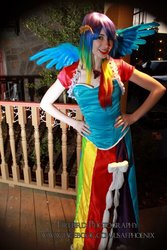 Size: 640x960 | Tagged: safe, artist:rougeleaderred, rainbow dash, human, g4, clothes, cosplay, dress, gala dress, irl, irl human, photo, solo