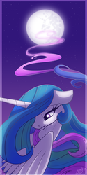 Size: 600x1202 | Tagged: dead source, safe, artist:probablyfakeblonde, princess celestia, g4, backlighting, crying, female, mare in the moon, moon, night, sad, solo
