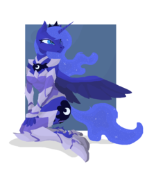 Size: 935x1103 | Tagged: dead source, safe, artist:phidippusofmystery, princess luna, anthro, g4, armor, female, solo