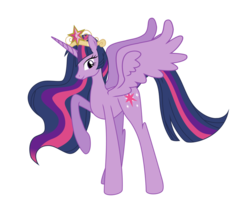 Size: 969x824 | Tagged: safe, artist:sparkponies, twilight sparkle, alicorn, pony, g4, big crown thingy, ethereal mane, female, hilarious in hindsight, jewelry, mare, older, raised hoof, regalia, simple background, solo, transparent background, twilight sparkle (alicorn), ultimate twilight