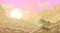 Size: 3840x2160 | Tagged: safe, artist:steve-taylor, rainbow dash, g4, cloud, cloudy, female, flying, scenery, solo