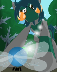 Size: 640x800 | Tagged: safe, artist:wryte, oc, oc only, earth pony, parasprite, pony, everfree forest, newbie artist training grounds, sunglasses