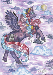 Size: 765x1080 | Tagged: safe, artist:blue-merle-dog, princess luna, g4, female, solo, traditional art