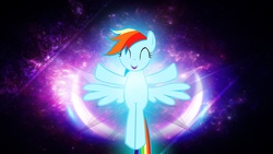 Size: 1920x1080 | Tagged: safe, artist:endingtheworld, rainbow dash, pegasus, pony, g4, female, flying, solo, space, vector, wallpaper