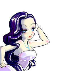 Size: 748x915 | Tagged: safe, artist:fluffy-fuzzy-ears, rarity, human, g4, female, humanized, solo, strapless