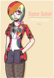 Size: 700x1000 | Tagged: safe, artist:black-jenny, rainbow dash, human, g4, female, glasses, hipster, humanized, plaid, rainbow dork, solo