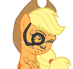 Size: 900x850 | Tagged: safe, applejack, g4, crossover, egoraptor, female, girlchan in paradise, monocle, simple background, solo