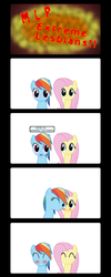 Size: 1280x3200 | Tagged: safe, artist:navitaserussirus, fluttershy, rainbow dash, g4, blushing, comic, female, lesbian, licking, ship:flutterdash, shipping