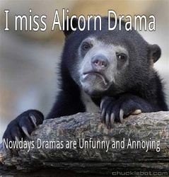 Size: 500x522 | Tagged: safe, alicorn drama, confession bear, down with molestia, drama, meme