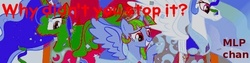 Size: 596x150 | Tagged: safe, princess celestia, princess luna, twilight sparkle, alicorn, pony, g4, alicorn drama, doom paul, drama, female, mare, mlpchan, twilight sparkle (alicorn)