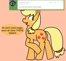 Size: 772x720 | Tagged: safe, artist:raincupcake, applejack, g4, asktwijack, female, mare, solo, tumblr