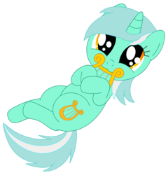 Size: 1200x1250 | Tagged: safe, artist:daieny, lyra heartstrings, pony, g4, :3, cute, female, lyrabetes, lyre, nibbling, simple background, solo, transparent background