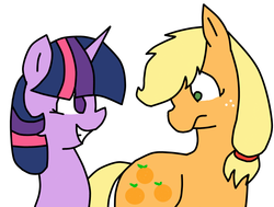 Size: 760x574 | Tagged: safe, artist:raincupcake, applejack, twilight sparkle, g4, asktwijack, female, lesbian, ship:twijack, shipping, tumblr