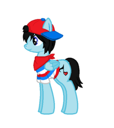 Size: 513x572 | Tagged: safe, artist:alissaluvsu, pegasus, pony, clothes, earthbound, earthbound beginnings, hat, ninten, ponified, simple background, smiling, solo, transparent background